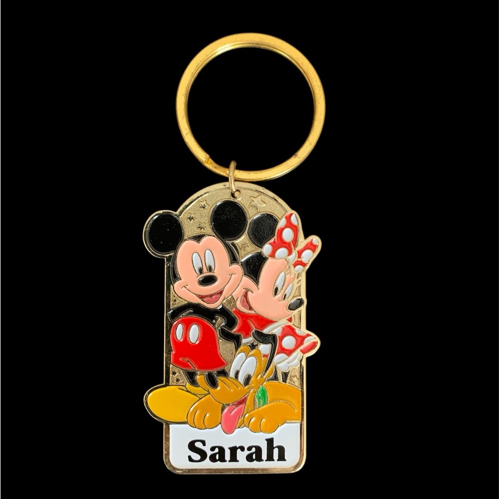 Disney Personalized Sarah Gold Metal Key Ring Mickey Minnie Mouse Charm Gift